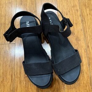MIA Black Open-Toe Ankle-Strap Platform Sandals